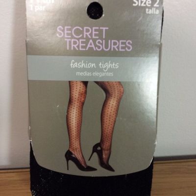 Secret Treasures Control Top Diamond Net Fashion Tights, Black, Size 2 (B)